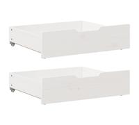 vidaXL Under-Bed Drawers 2 pcs, Under Bed Storage for Clothes Blanket Bedding, Under Bed Clothes Organiser, Modern Style, White Solid Wood Pine
