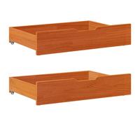 vidaXL Under-Bed Drawers - 2pcs Storage Boxes, White Pine Wood, 80x55x16 cm, 20kg Capacity Each - Sliding Drawer with Wheels, Bedroom Storage Solution