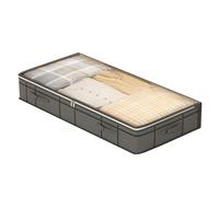 Under Bed Organizer - 90L Fabric Storage Box, Clear Lid Clothes Bags | Foldable Underbed for Bedroom Dorm Apartment Closet Bedding Shoes Blanket Comforter Sheets Towels Space Saving Storage Solution