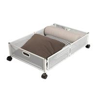 Under Bed Organizer: Foldable Shoe Storage, Large Capacity Storage Container, Rolling Metal Drawer Construction, Dustproof Cover |, White/Dark Grey , Consulte la descripción, See description