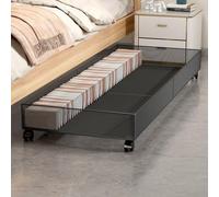 Under-Bed Storage Box with Wheels, Household Clothes Storage Basket Large Capacity Mobile Storage Box Bedroom Under-Bed Shelf Organiser(Black)