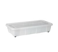 Under Bed Storage Box with Wheels Lid 25L 30L 49L Clear Clothes Shoes Durable UK