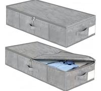 Under Bed Storage Boxes 2-Pack, 76x40x17cm Foldable Fabric Organisers with Lid, Deep Underbed Drawers for Clothes, Bedding, Duvets & Seasonal Storage, Space Saving Closet Storage Containers for Home