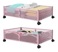 Under Bed Storage, Under the Bed Storage Containers with Wheels, Under Bed Shoe Storage Organizer Drawer for Bedroom Clothes Shoes Blankets -Pink