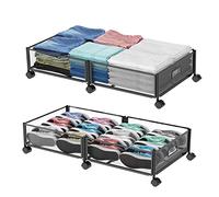 Under Bed Storage with Wheels, 31.5in / 35L Large Rolling Underbed Storage, Underbed Drawer on Wheels, Tool-free Assembly Metal Under Bed Drawers Organizer Container for Bedroom Shoes Clothes Toys