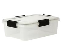 Iris Ohyama Airtight Plastic Storage Boxes with Lids, 30L, Set of 1, Clear, Hermetic Waterproof Seal, Durable Latching Buckles, Stackable, For Outdoors, Garage, Clothes, Dust Proof, BPA Free, AT-LS