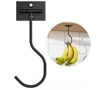 Under Cabinet Banana Hook Foldable - Adhesive Bananas Hanger, Heavy Duty Stainless Banana Holder (13lb), Magnetic Fold-Up When Not in Use, Premium Material, Black
