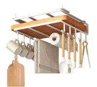 Under Cabinet Hanger - Stainless Steel Mug Hooks Under Cabinet, Multipurpose Shelf Hanger Rack, Punch Free Kitchen Hook | Stable Paper Towel Holder for Bathrooms, Cutting Board, Home, Kitchen