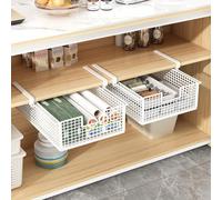 Under Cabinet Hanging Storage Organizer Drawer Shelf for Kitchen Utensils, Featuring High Side Rails and Smooth Sliding for Secure and Easy Access (Black)