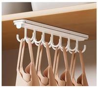 Under Cabinet Hooks, Double Row Adhesive Coat Hook, Pull-Out Slide Storage Hook for Kitchen and Bathroom Organization, 2 Piece