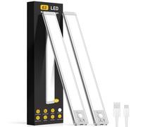 Under Cabinet Kitchen Lights, 14.7" Rechargeable Motion Sensor Lights Indoor, 2200mAh Magnetic Dimmable Under Cupboard Kitchen Lights, Wireless LED Strip Light for Stairs, Wardrobe, Hallway, 2 Pack