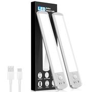 Under Cabinet Kitchen Lights,2 Pack of 6500K Motion Sensor Lights Indoor Dimmable Cupboard Light 2000mAh Rechargeable Wardrobe Lights with Magnetic Strip for Stairs, Wardrobe, Hallway, Kitchen, Garage