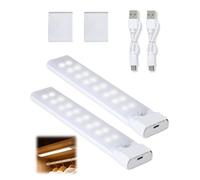 Under Cabinet Kitchen Lights 20cm 18 LED Motion Sensor Lights Indoor Type-C Rechargeable Cupboard Night Light 3 Colors Temps Dimming Closet Light for Kitchen Wardrobe Stairs Hallway Room 2 Pack