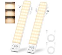 Under Cabinet Kitchen Lights, 25cm 2000mAh Cupboard Lights Motion Sensor Indoor 3000K Brightness Adjustable Cabinet Lighting USB Rechargeable Wardrobe Light Magnetic for Stairs Hallway -2 Pack
