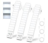 Under Cabinet Kitchen Lights, 25cm 2000mAh Cupboard Lights Motion Sensor Indoor 6500K Brightness Adjustable Cabinet Lighting USB Rechargeable Wardrobe Light Magnetic for Stairs Hallway -3 Pack