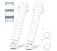 Under Cabinet Kitchen Lights, 25cm 2000mAh Cupboard Lights Motion Sensor Indoor 6500K Brightness Adjustable Cabinet Lighting USB Rechargeable Wardrobe Light Magnetic for Stairs Hallway -2 Pack