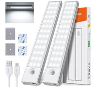 Under Cabinet Kitchen Lights, 2PCs 78LED Cupboard Light 6500K Super Bright, Motion Sensor Lights Indoor with 4 Modes, Magnetic Stick-On Under Counter Lights for Wardrobe, Kitchen, Closet, Stair
