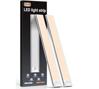 Under Cabinet Kitchen Lights, 35CM Motion Sensor Lights Indoor, 3000K Rechargeable Battery Operated Wardrobe Light, 3200mAh Wireless Magnetic USB Powered Strip Stick on Light for Shelf Stairs Counter