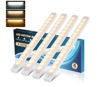 Under Cabinet Kitchen Lights, 4 Pack Dimmable Motion Sensor Lights Indoor, USB-C Rechargeable Under Cupboard Kitchen Lights, LED Night Lights, 3 Color Temperature, for Stairs Closet Wardrobe Wall