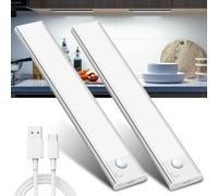 Under Cabinet Kitchen Lights Cupboard - LED Motion Sensor Light Indoor - 1100mAh Rechargeable Battery Operated - Wardrobe Strip Lighting Magnetic Stick Wireless USB Powered Shelf Stairs Counter Closet