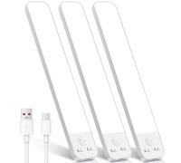 Under Cabinet Kitchen Lights Motion Sensor, 6500K 126LED [3 Pack] Dimmable Cabinet Light 25cm 2000mAh Motion Sensor Light Indoor Type-C Rechargeable Battery Powered for Stairs Wardrobe Closet