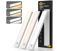 Under Cabinet Kitchen Lights Rechargeable 3 Pack, 88 LED Super Bright Motion Sensor Lights Indoor, 3 Colour Temperatures & Stepless Dimming, Wireless Magnetic Wardrobe Lights with 4 Modes, 25.5cm