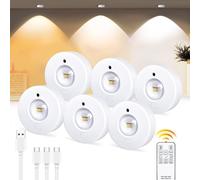 Under Cabinet Kitchen Lights Rechargeable Wireless Puck Lights with Remote, 3 C
