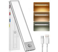 Under Cabinet Kitchen Lights,USB Motion Sensor Lights Indoor,Cupboard Light, 3 Modes, 3 Color Dimmable,USB Type-C, Stepless Dimming, for Kitchen /Wardrobe/ Bedroom/ Stairs (Cold White)(1 PCS (20CM))