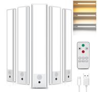 Under Cabinet Kitchen Lights with Remote Control, 5 Pack Rechargeable Light Motion Sensor Lights Indoor 3 Color Temperature Wireless Lights 1300mAH Battery Lights for Kitchen, Wardrobe, Cupboard