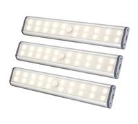 Under Cabinet Lighting 20 LEDs Closet Light, Motion Sensor Wireless Magnetic Rechargeable Under Counter Lighting, Battery Operated LED Night Light for Closet Cabinet Wardrobe, Warm White, 3Packs