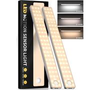Under Cabinet Lighting, 3 Color Temperatures Motion Sensor Light Indoor, USB Rechargeable Battery Operated Closet Lights, Wireless Dimmable LED Cabinet Lights, Under Counter Light for Kitchen (2 Pack)