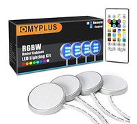 Under Cabinet Lighting, MYPLUS 4 Led Puck Lights Kit with Remote Control Color Change and Natural White,12V Cabinet Lights,20 Single Color,Timing Setting and Dynamic Mode, for Kitchen Cupboard