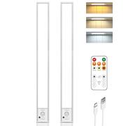 Under Cabinet Lighting Rechargeable Battery Operated Motion Sensor Closet Light, LED Wireless Dimmable Magnetic Lights, 3 Color Temps Under Counter Light for Kitchen, Pantry, Stair, 2 Pack