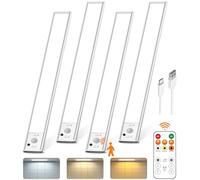 Under Cabinet Lighting with Remote, 2500mAh USB Rechargeable Motion Sensor Indoor Lighting, 350 Lumens LED Closet Lighting, 3 Wireless Color Temperatures Under