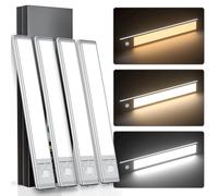Under Cabinet Lights,88 LED Operated Motion Sensor Light Indoor,2200mAh USB Rechargeable Closet Lights, 4 Pack Magnetic Dimmable Closet Lights，Wireless Under Counter Lights for Kitchen, Stairs