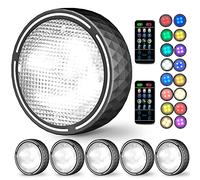 Under Cabinet Lights,Bawoo RGBW Wireless LED Puck Lights Remote Control,3500/4500/6000K Dimmable Battery Powered Atmosphere Night Light for Kitchen Wardrobe Cupboard Color Changing,6 Pack (Black)