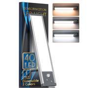 Under Cabinet Lights Rechargeable 40 LED Closet Lights, 3 Color Temperatures Dimmable Motion Sensor Under Cupboard Lights, Wireless Magnetic Night Lighting for Kitchen, Wardrobe, Cupboard(1 Pack)