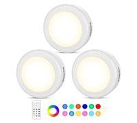 Under Cabinet Lights RGB Wireless Lights LED Closet Lights Night 3000K Dimmable 3pc Cadrim 13 Colors Changing Remote Control Brightness Adjustable Timer Battery Powered Light Kitchen Wardrobe Cupboard