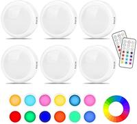 Under Cabinet Lights RGB Wireless Lights LED Closet Lights Night 3000K Dimmable 6pc Cadrim 13 Colors Changing Remote Control Brightness Adjustable Timer Battery Powered Light Kitchen Wardrobe Cupboard