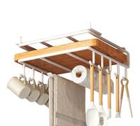 Under Cabinet Mug Hanger - Space-Saving Utensils Hanging Rack, Kitchen Towel Holder Under Shelf, Stainless Steel Thicken Utensil Hooks, Heavy-Duty No Drilling Kitchen Hook for Living Rooms, Mugs,