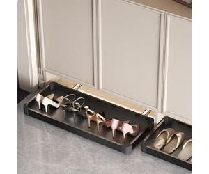 Under Cabinet Push to Eject Shoe Rack Sliding PullOut Shoe Orga Tray for Entryway SpaceSaving Storage Solution (Black 56x31cm)