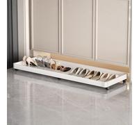 Under Cabinet Rolling Shoe Tray with Casters PullOut Sliding Boot Orga for Entryway & Mudroom Compact SpaceSaving Rack (White L51xD31cm)