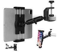Under Cabinet Tablet Mount, Kitchen Tablet Holder iPad Mount for Desk/Table/Board/Chair,Compatible with 4.7~12.9" iPad/Nexus/LG G Pads/e-Reader/Switch/iPhone,360° Adjustable Aluminum Alloy Arm Stand