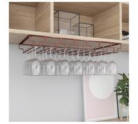 Under Cabinet Wine Glass Holder Hanging Goblet Rack Metal Stemware Organizer for Kitchen & Bar Upside Down Industrial Style Wine Glass Storage (Bronze 70x35cm)