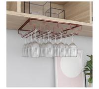 Under Cabinet Wine Glass Holder Hanging Metal Goblet Rack Industrial Stemware Organizer for Kitchen & Bar Upside Down Wine Glass Storage (Bronze 40x35cm)