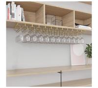 Under Cabinet Wine Glass Holder Metal Goblet Rack for Bar Upside Down Stemware Organizer Industrial Style Hanging Wine Glass Storage Gold Finish 120x35cm Perfect for Home & Kitchen