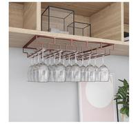 Under Cabinet Wine Glass Holder Metal Stemware Rack Hanging Goblet for Home Bar Upside Down Wine Storage Industrial Style (Bronze 50x35cm)