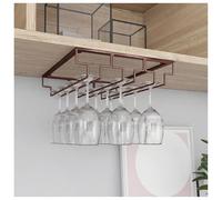 Under Cabinet Wine Glass Holder Rack Hanging Metal Goblet Organizer for Bar & Kitchen Industrial Stemware Storage Upside Down Design Bronze Finish 30x35cm