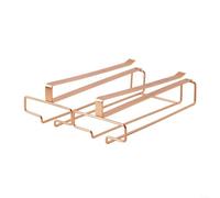 Under Cabinet Wine Glass Holder Rack with Hanging Storage for Kitchen and Bar, Space Saving Organizer for Stemware Glasses, Fits Various Wine and Cocktail Glass Sizes (Rose gold)