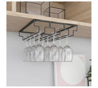 Under Cabinet Wine Glass HolderHanging Metal Goblet Rack Industrial Stemware Organizer for Home Bar & KitchenUpside Down Storage Solution (Black 30x35cm)
